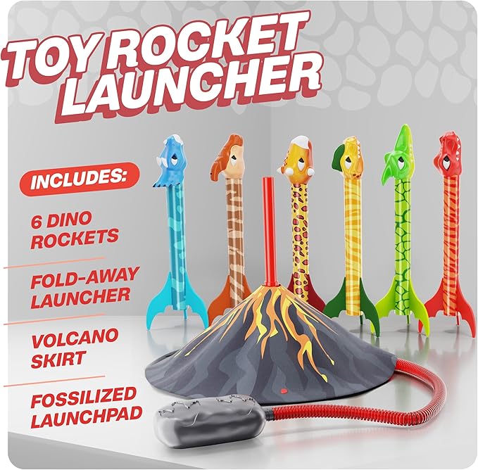 Dinosaur Toy Rocket Launcher for Kids - Toys for Kids 3-5 5-7 4-6 - Outdoor Toys for Kid Ages 4-8 - 3 4 Year Old Boy Birthday Gift - Gifts for Boys Age 3 4 5 6 Years - Outside Toy for Toddlers