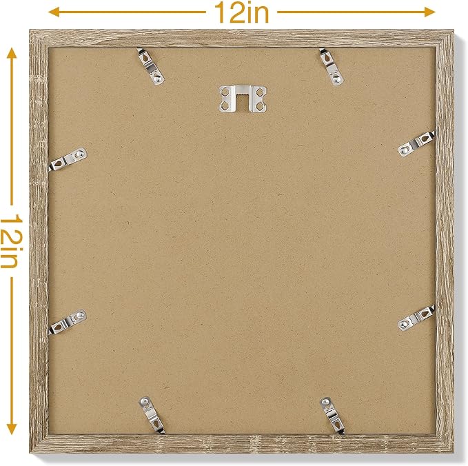 Vittanly 12x12 Picture Frames Set of 9 for Wall Mounting, Light Wood | Display Pictures 8x8 with Mat or 12x12 without Mat for Wall Mounting, Square Photo Frames for Home Decor, Engineered Wood