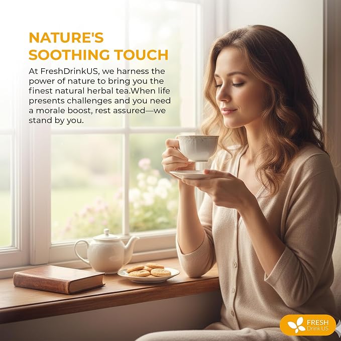 FreshDrinkUS, Premium 135 Tea Bags Tulsi Chamomile Lemongrass Herbal Tea | Blend with Holy Basil, Chamomile Flowers & Lemongrass Leaves – Naturally Caffeine-Free, Soothing Herbal Infusion. Vegan
