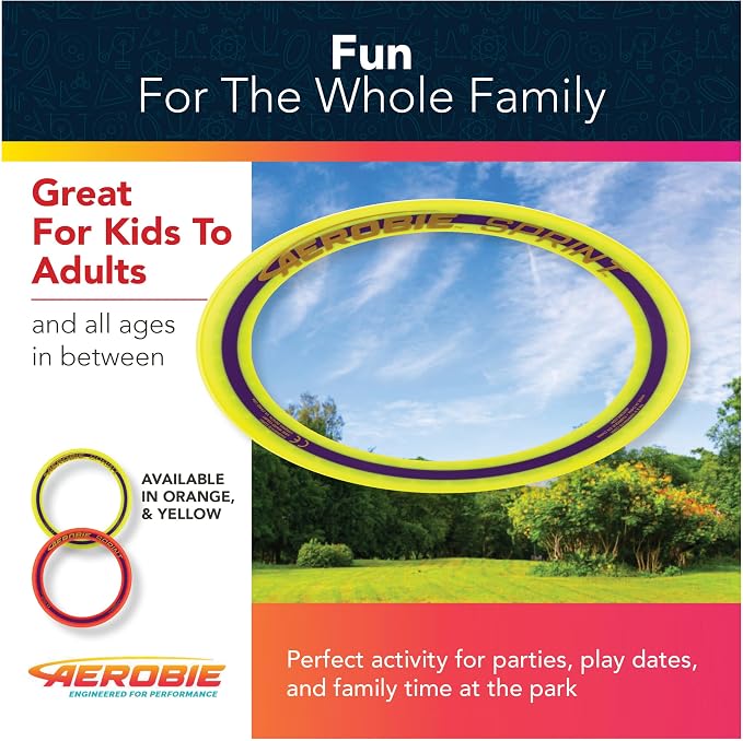 Aerobie Sprint Ring Outdoor Flying Disc, 10 Inches, Yellow
