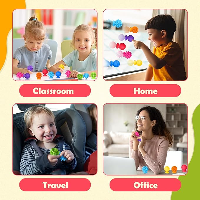 Sensory Fidget Toys Kids Adults :20 Pack Textured Suction Cup Sensory Toys for Kids with Autism- Bulk Fidgets for Students Classroom Prize-Squishy Bath Calm Down Corner Supplies for Boys Girls Gifts