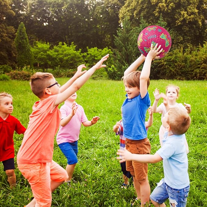 ZOOJOY Pack of 2 Cartoon Playground Balls, Balls for Toddler 3-12, 8.5" Rubber Ball Bouncy Kickball, Indoor & Outdoor Game Toys for Boys Girls with Pump