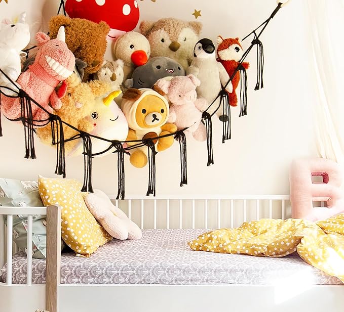 Stuffed Animals Storage Hammock Net Corner - Large Cool Y2K Adult Toy Hammock Hanging Organizers Storage - Boys Room Decor - Funny Stuff Goth Decorations