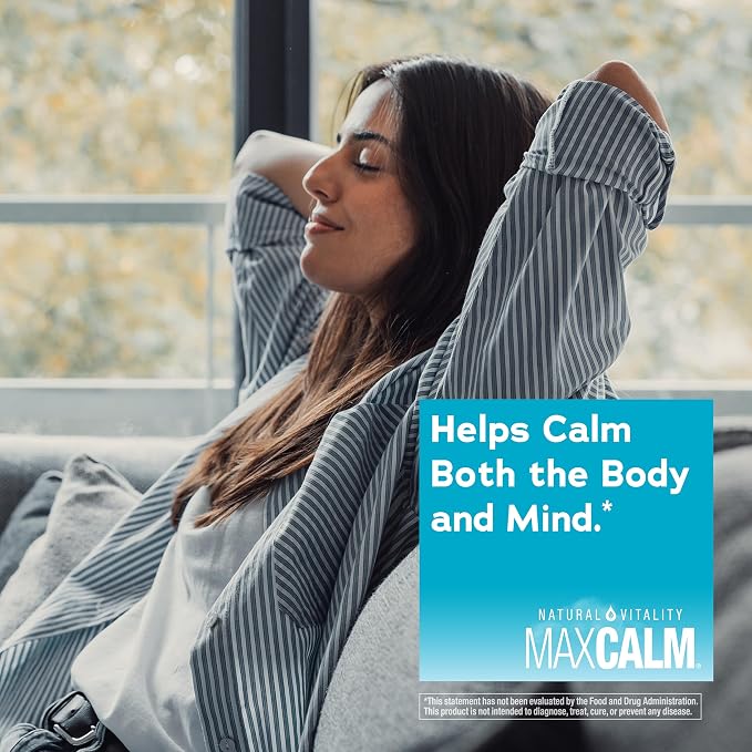 Natural Vitality MaxCalm Magnesium Glycinate Powder | Relaxing Drink Mix | Raspberry Lemonade Flavor | Non-GMO, Vegan & Gluten Free Supplement | 5oz
