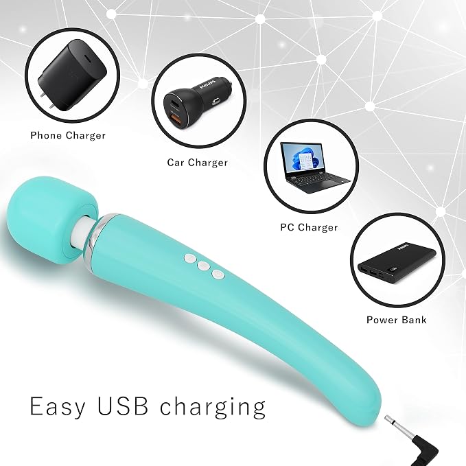 Therapeutic Cordless Massager - Powerful Massage Tool Handheld 8 Speeds 20 Patterns - Rechargeable Hand Massagers for Sore Muscles - Hand Held Massage Tool for Neck & Back