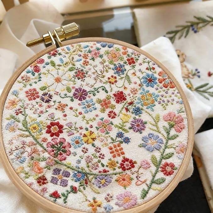 YUSHENYI Giftable Florals Crosses Stitching Set Featuring Pattern Guide for Stress Relief Decor Flower Embroidery Set