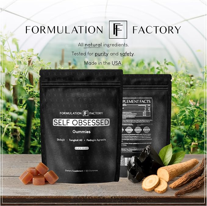 Self Obsessed Shilajit Gummies for Men, Tongkat Ali + Fadogia Agrestis Supplement, Energy, Strength, Drive & Vitality Support, Natural Masculinity Formula (4 Month Supply – 240 Count, Pack of 2)