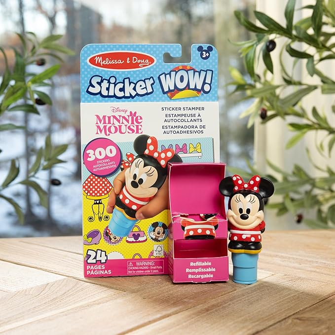 Melissa & Doug Sticker Wow!™ 24-Page Activity Pad and Sticker Stamper, 300 Stickers, Arts and Crafts Fidget Toy Collectible Character – Disney Minnie Mouse - for Kids Ages 3+ - FSC Certified