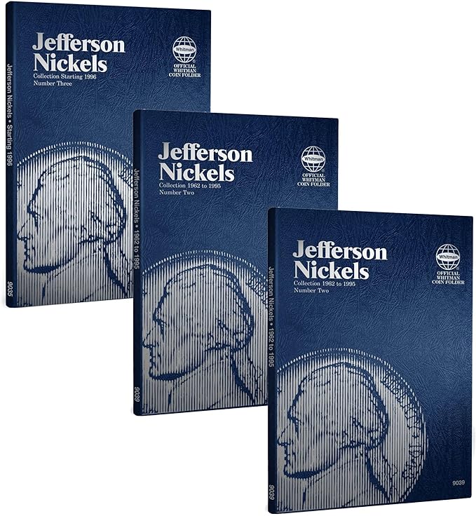 Whitman U.S. Jefferson Nickel Coin Folder Three Volume Set 1938 – 2023#’s 9009, 9039, 9035