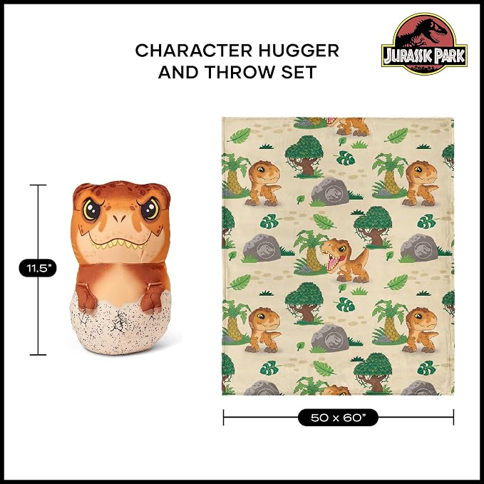 Northwest Universal Studios Jurassic World, Wild Time, Silk Touch Throw and Hugger Set, 50 x 60 Inches