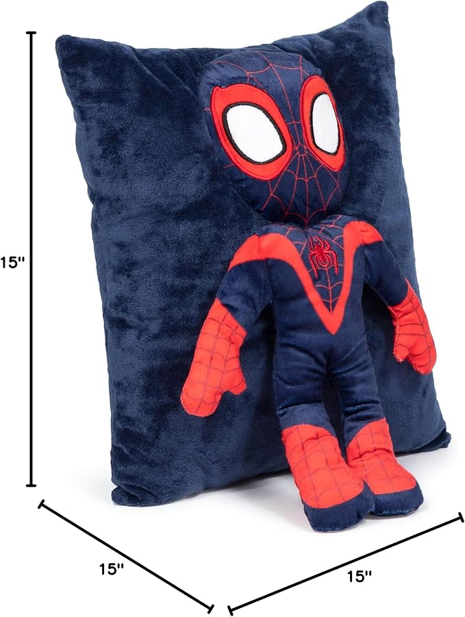 Jay Franco Marvel Spidey & His Amazing Friends Miles Morales 3D Snuggle Pillow - Super Soft Plush Pillow - Measures 15 Inches