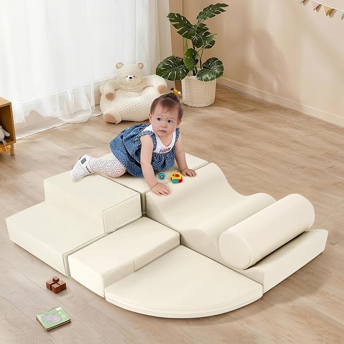 Merax Climbing Toys for Toddlers, Soft Climb and Crawl Playset Indoor Baby Soft Foam Blocks for Climbing, Crawling, 6-Piece