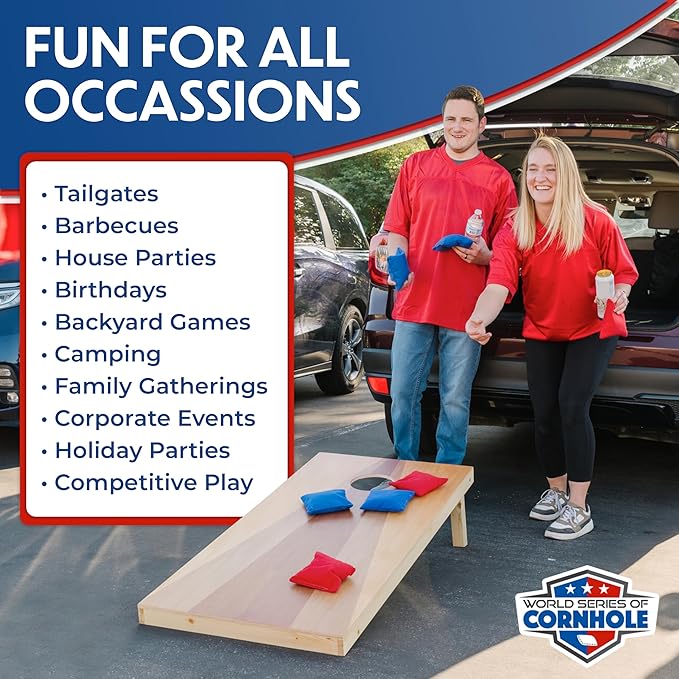 World Series of Cornhole Regulation Size Cornhole Boards - Lightweight & Durable All-Wood Construction | Backyard Bean Bag Toss Set | Outdoor Game for Tailgates & BBQs
