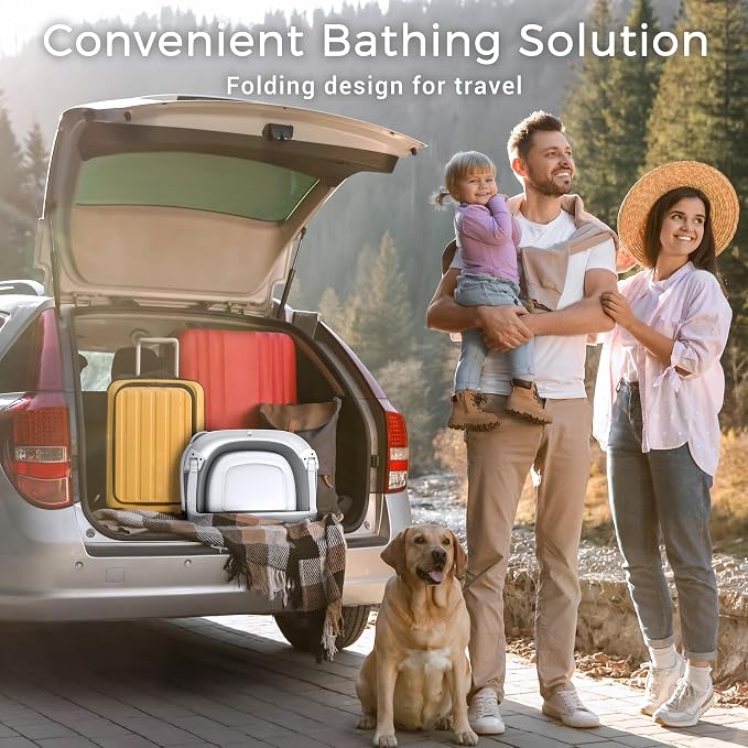 BUNWAG Classic Baby Bathtub, Infant Bath Tub for Newborn to Toddler (0–12 Months),Collapsible Newborn Bathtub with Soft Cushion and Non-Slip Feet, Foldable Travel Bathtub for Easy Storage