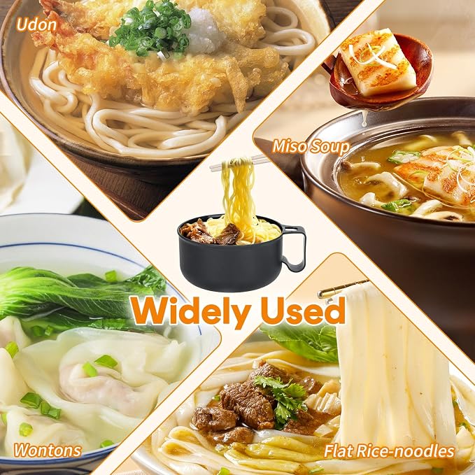Large Ramen Bowl, Ramen Noodle Bowls Microwavable, Ramen Cooker with strainer, Microwave Pasta Cooker, Ramen Bowl Microwave Gift for College Boys Girls Male Female Dorm Room Essentials Instant Lunch