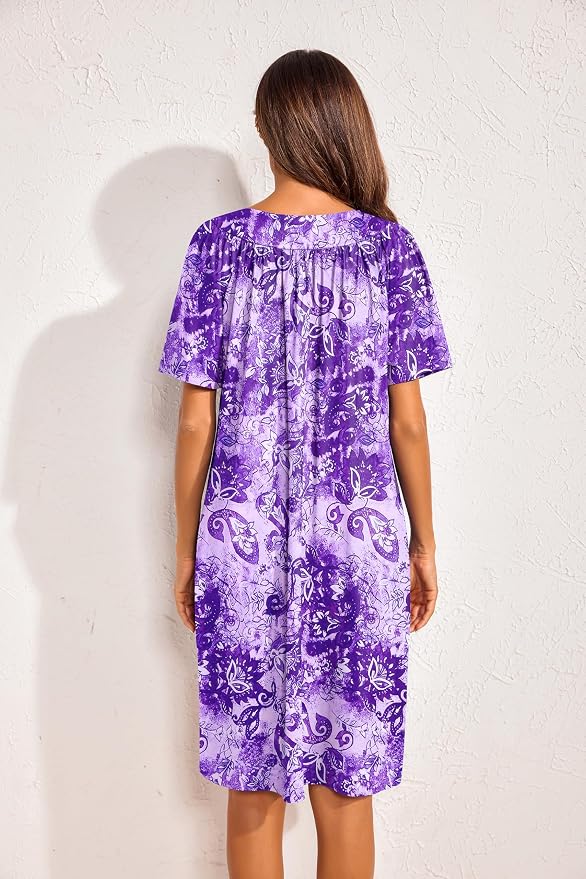 Ekouaer Womens House Dress Floral Print Moo Moos Nightgowns Moomoo Dresses Mumus with Pockets