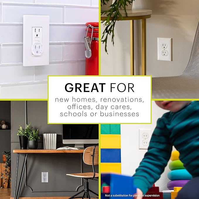 Power Gear Child Safety Electrical Outlet Covers, Tamper‑Resistant Plug Protectors for Standard Wall Outlets, Baby‑Proof & Child‑Proof Safety Caps, Clear, 30 Pack, 51175
