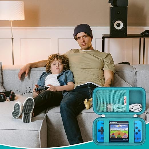 Supmay Carrying Case Compatible with WELLST·G/ for GuaiyeyeAP Handheld Game for Kids -Preloaded 220 Retro Video Games, Portable Gaming Player Storage Holder Travel Bag with Mesh Pocket, Green