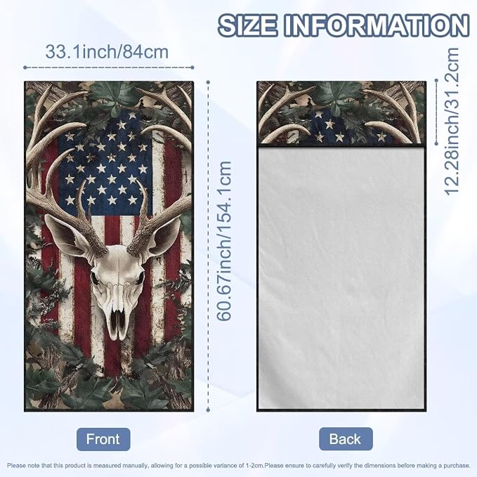 INSTANTARTS Camo American Flag Deer Hunter Car Seat Cover Protector Sweat Towel Multi-Functional Car Towel