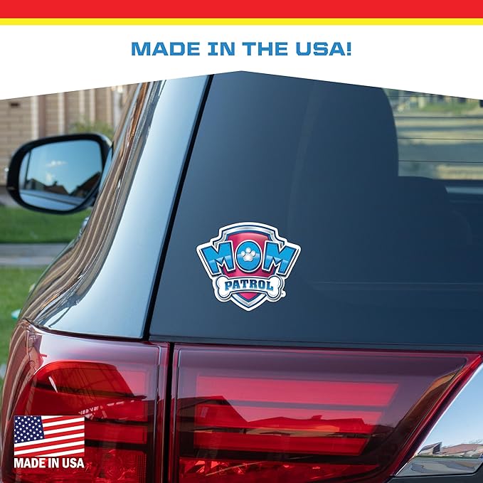 Paw Patrol Mom Patrol Decals - Set of 3 Mom Patrol Badge Vinyl Stickers for Truck Water Bottle Bike Helmet Laptop Skateboard - Outdoor Rated Water Resistant Vinyl Decals