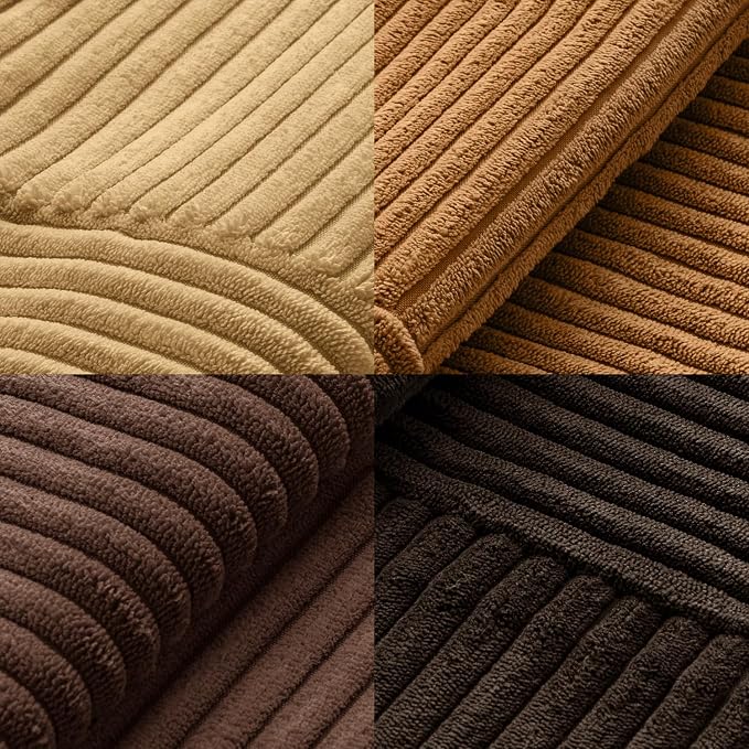 MIULEE Boho Decorative Throw Pillow Covers 18x18 Set of 4 Farmhouse Neutral Cushion Cases Gradient Corduroy Pillow Cases Modern Soft Corduroy Patchwork Home Decor for Couch Sofa Bedroom Camel Brown