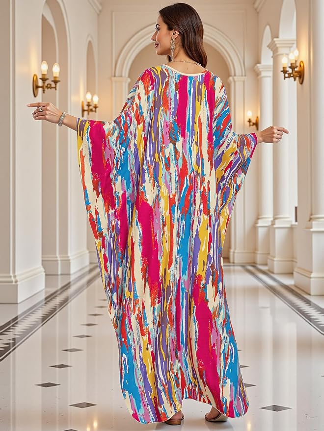Mumu Dresses for Women Plus Size, Bohemian Kaftan Beach Cover Up Long Maxi Nightgown Soft Loungewear
