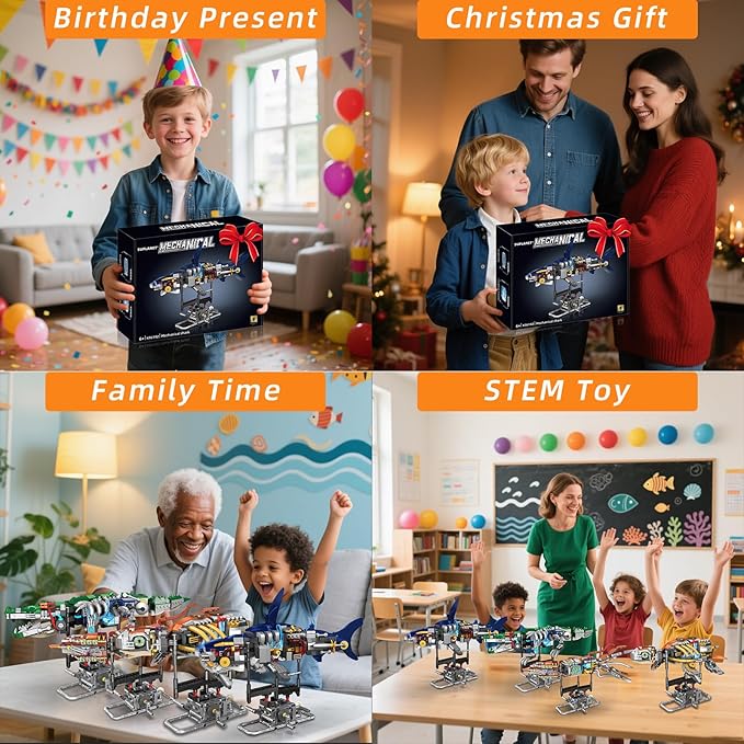 Mechanical Shark Building Set with Lights, Rotatable Link Components & Display Stand, STEM Building Set for Boys 8-14, Home Office Decor for Adults, Mechanical Enthusiasts(631PCS)