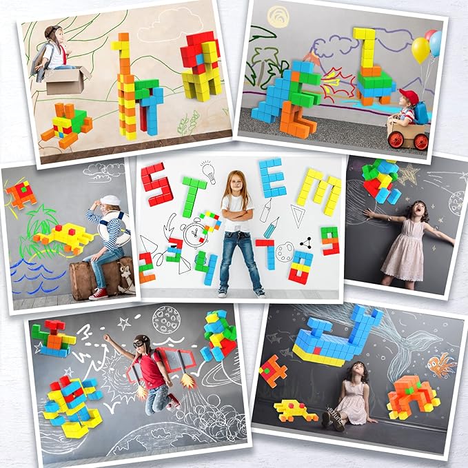 40pcs Magnetic Blocks for Toddler Toys, Magnetic Cubes Building Blocks Classroom Must Haves, STEM Preschool Sensory Magnet Toys for 3 4 5 6 Year Old Boys and Girls