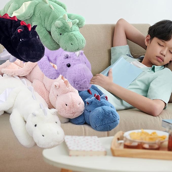 ARELUX Giant 52in 3Lb Big Purple Dragon Large Stuffed Animals Cute Plush Toy Fuzzy Jumbo Dinosaur Pillow Plushies with Wings Cuddly Soft Green Pterosaur Plushie for Friends Family Member