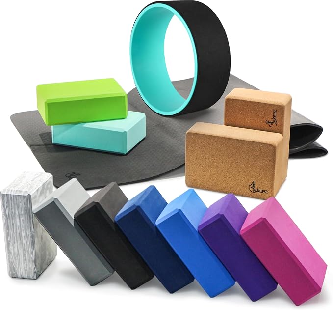 EXERZ Yoga Blocks 2 pack, Gym Blocks, Exercise Workout Fitness Bricks, Pilates Stretch Handstand Non-Slip