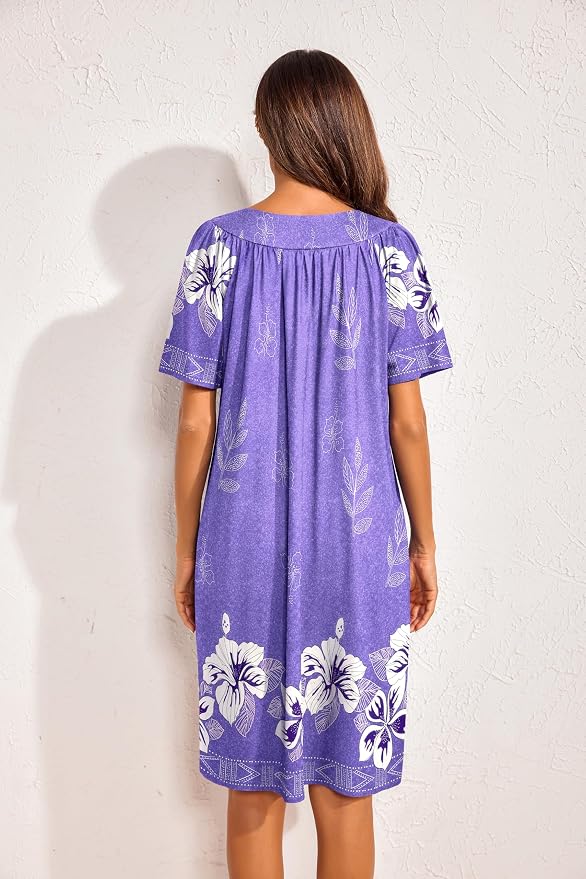 Ekouaer Womens House Dress Floral Print Moo Moos Nightgowns Moomoo Dresses Mumus with Pockets