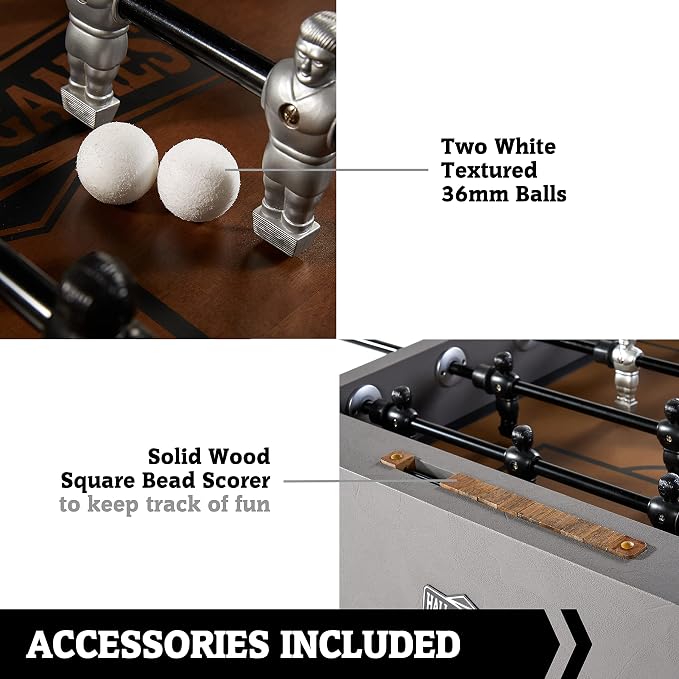 Hall of Games Foosball Tables Multiple Styles, Soccer with Durable & Stylish Designs with Tabletop Sports Soccer Balls, Perfect for Family Game Rooms | Multiple Styles
