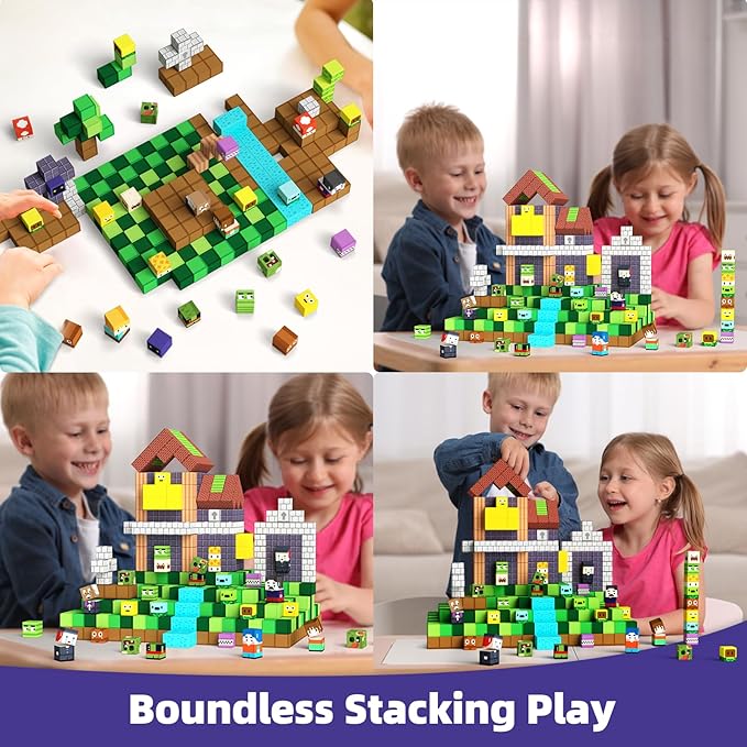 GobiDex 100PCS Magnetic Blocks Game-Based Kid Building Toys for Boys Girls 3+, Build MagWonder World with Zomblock Magnets Cubes, Upgraded STEM Game Sensory Gift for Birthday