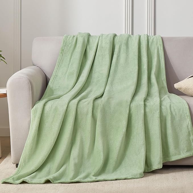 Hansleep Full Sage Green Fleece Blanket, Soft Flannel Bed Blanket | Fuzzy Cozy Blanket 84x90 Inches, Multi-use for Bed, Sofa, Couch, Travel, Camping, All Season Warm Lightweight Cover