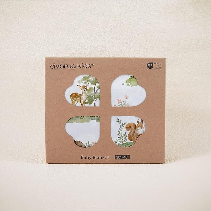 Baby Blanket for Boys Girls, Super Soft Double Layer Minky Dot Blanket with Woodland Animals, 30x40 Inch Lightweight Dotted Backing for Infant Toddler Nursery Crib, Sensory Security Throw