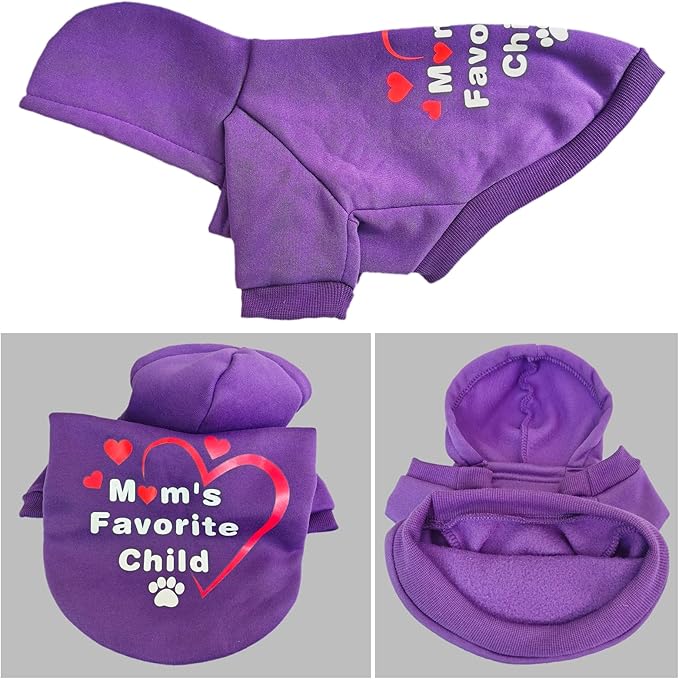 Jecikelon Winter Printed Dog Hoodies Sweatshirts Warm Clothes for Small Dogs Chihuahua Coat Puppy Clothing Cat Custume (Purple, X-Large)