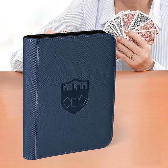 Trading Card Binder 4 Pocket, GERMUN PU Cover Card Binder for 160 Cards, Premium Trading Card Holder Folders, Double Sided Pocket Card Album for MTG, TCG (Blue)