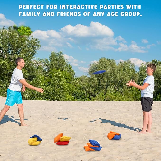 Sotiff 24 Pcs Bean Bags Mini Nylon Cornhole Bean Bags for Kids Tossing Fun Sports Outdoor Family Games Carnival Toy Patriotic Small Beanbag Hand Toss Party Game Supplies for Kid Adult (Multi Colors)