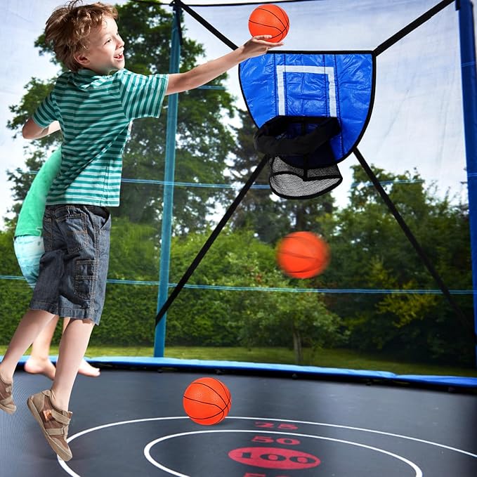 Toyvian Trampoline Basketball Hoop Attachment - Basketball Hoop Goal with 3 Balls 1 Pump for Trampoline Accessories Outdoor
