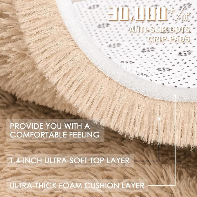 OLANLY 5x8 Machine Washable Large Area Rugs for Living Room, Bedroom, Soft Fluffy Shaggy Bedside Rug, Indoor Floor Carpet for Kids Girls and Boys, Dorms, Nursery, Home Decor Aesthetic, Beige