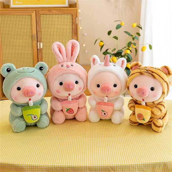Pig Plush Pillow Pig Dressed Up As Frogs Tigers Rabbits Cute Plush Pillow Gifts for Boy Girl (20.4 in, Green)
