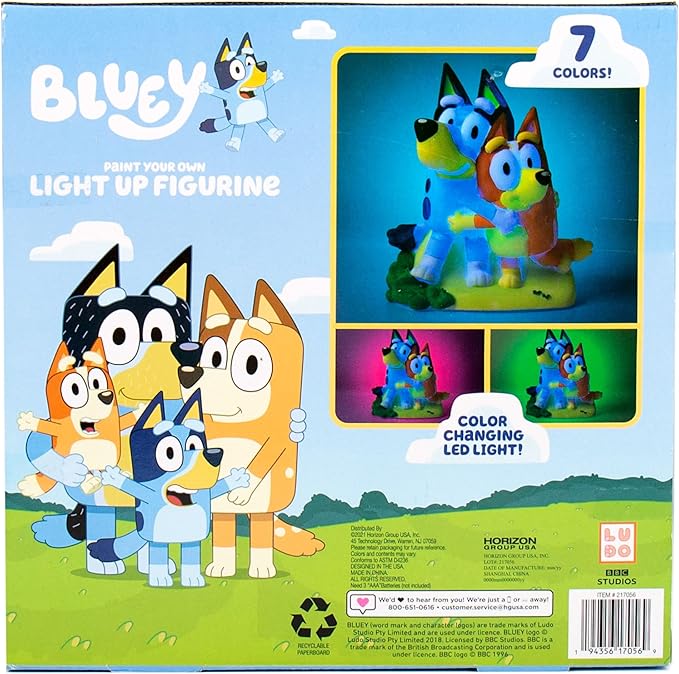 Bluey Paint Your Own Light-Up Figurine, Bingo Night Light, Toys for Kids, Playset, Party Decorations, Game, for Kids Ages 3+, Small