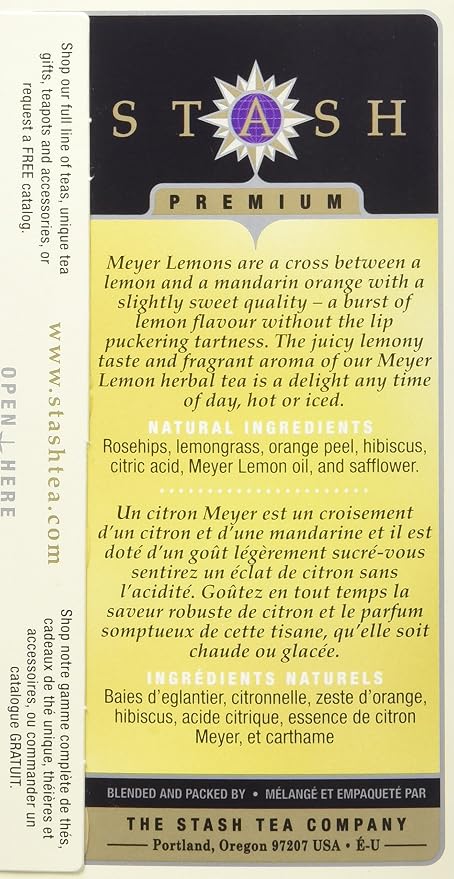 Stash Tea Meyer Lemon Herbal Tea 20 Count (Pack of 2)