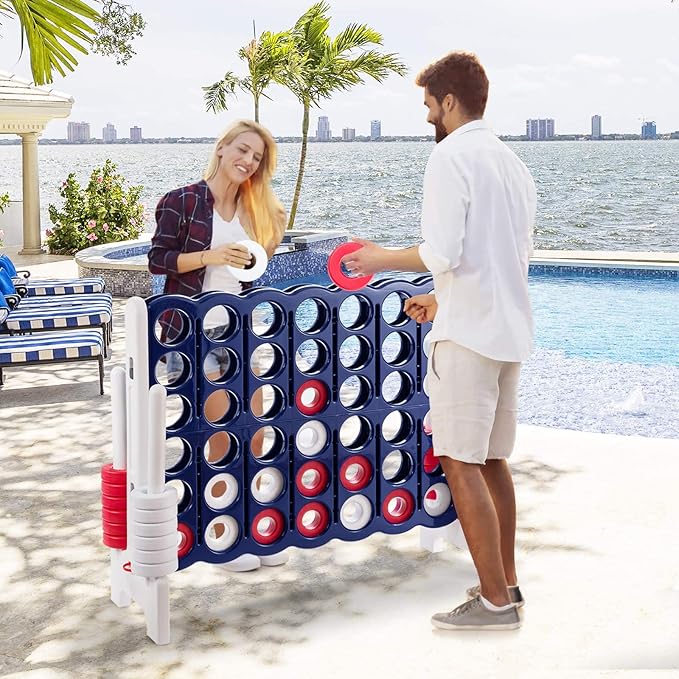 Costzon Giant 4-in-A-Row, Jumbo 4-to-Score Giant Games for Kids & Adults, Indoor Outdoor Party Family Connect Plastic Game, 4 Feet Wide by 3.5 Feet Tall with Carrying Bag