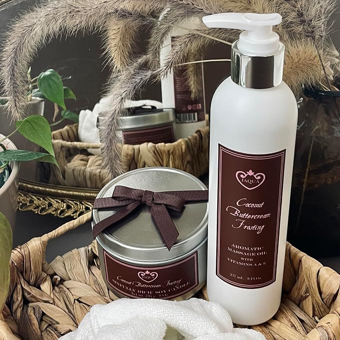 Jaqua Spa Aromatic Massage Oil with Jojoba, Sesame, and Sunflower Oil - Coconut Buttercream Frosting