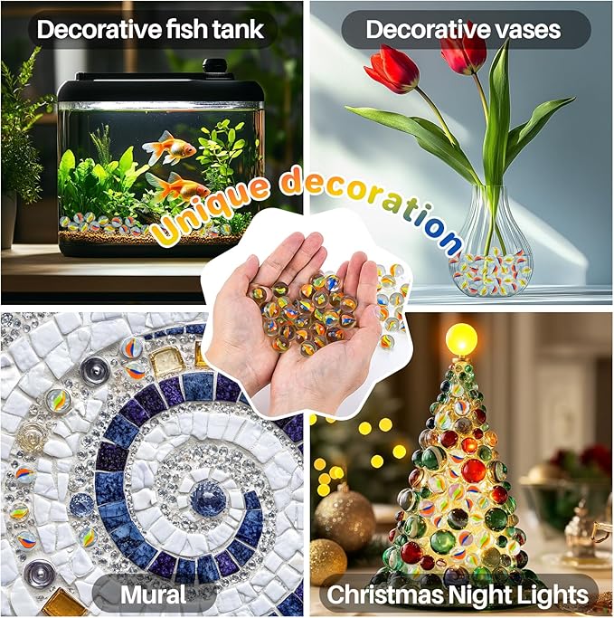 Sukh Bulk Glass Marbles - Thick Cat Eye Mix 3 Colors Medium Sized 80Pcs Marble Decorative Gift Nostalgic Retro Game with 16mm for Bounce,Chinese Checkers Board Game,Vases,Party Decor