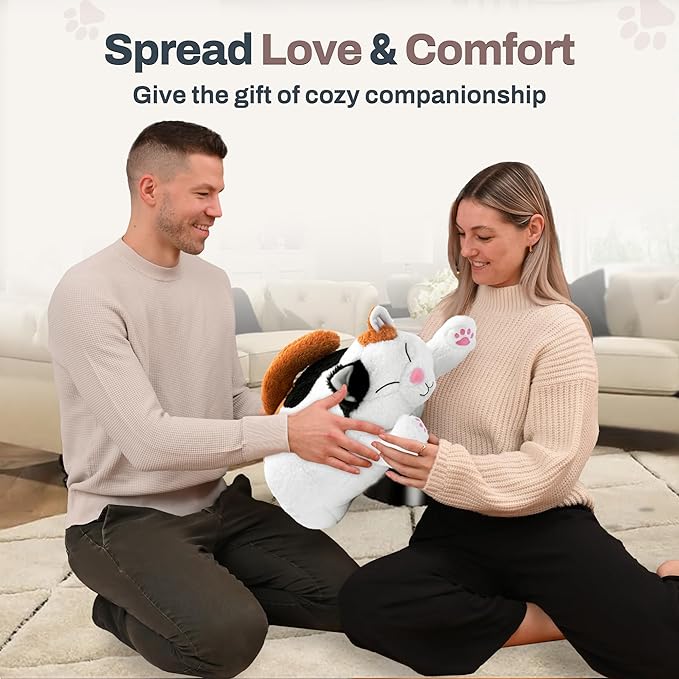 Weighted Stuffed Animals 20" | 5 lbs Calico Cat Plush for Calming Cozy Comfort | Large Weighted Stuffed Animal for Anxiety | Soft Microwavable & Coolable for Sensory Needs & Stress Relief