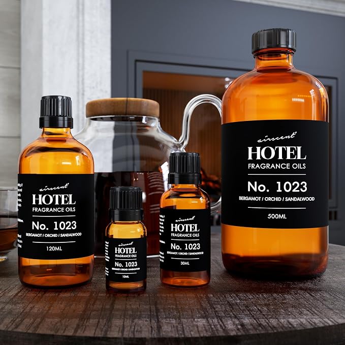 AirScent Hotel Diffuser Oil No. 1023 - Baccarat Hotel Inspired - 10 mL | Bergamot Orchid Sandalwood - Premium Fragrance Oil for Ultrasonic and Waterless Diffusers and Crafting - 0.34 fl oz Bottle