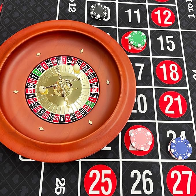 Wooden Roulette Wheel, 11 inch Solid Wood Casino Roulette Wheels for Adults, Professional Roulette Board for Home Game Night Party