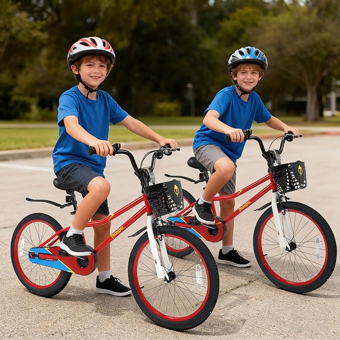 BABY JOY Kids Bike, 12 14 16 18 20 Inch Children Bikes for Boys Girls Teens 3-8 8+ Years w/Training Wheels or Kickstand, Handbrake, Coaster Brake & Removable Basket, Kids Bicycle of Multiple Colors